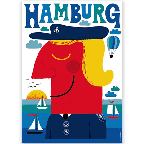 [쇼핑몰 이름]Blaues Hamburg Poster _함부르크(50x70cm)Humanempire